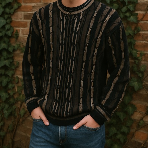 Tosani Canada Cotton Knit V Neck Long Sleeve Sweater Men Coogi Crosby Casual - Picture 6 of 6